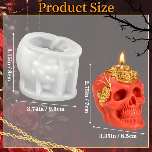 Skull Molds for Resin, 3D Rose Style Skull Head Casting Molds | Soft Skull Silicone Mold for Candle Making, Epoxy Resin Craft, Handmade Soap, Plaster Clay, Halloween Party Gifts Home Decor - color: Silicone Skull Molds