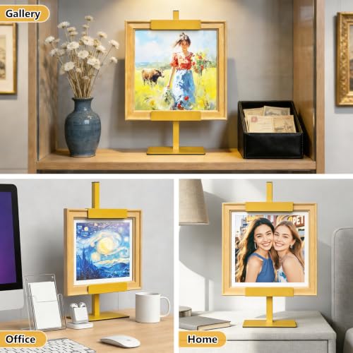 Tabletop Easel Stand Picture Easels for Display Up to 15.5" H Gold Picture Frame Stand Table Top Easel Metal Picture Easel for Photos, Painting, Artwork, Books (Base: 1.32 lbs) - size: 15.55 in