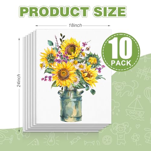ESRICH Canvas for Painting 18x24 Inch, 10 Pack Canvas Boards for Painting Cotton Primed Acid Free Large Blank Canvases, Canvas Panels for Oil Paint, Watercolor, Acrylic Paint, Gouache and Tempera. - size: 18*24in 10pack
