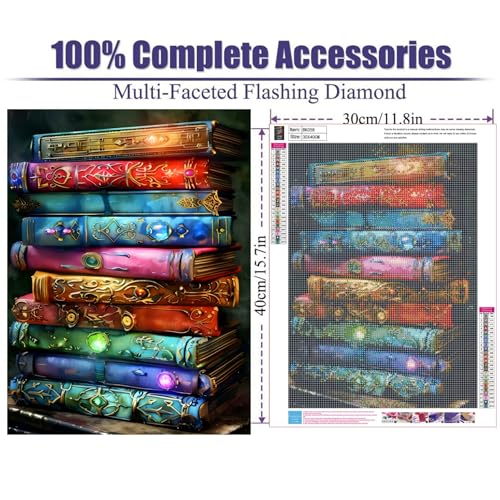 Book of Wonders Diamond Art Kits for Adults,DIY 5D Diamond Painting Kits for Beginners, Round Full Drill Diamond Dots Paintings,Diamonds Pictures Gem Art for Adults Crafts Home Decor 12x16 Inch - color: BK058