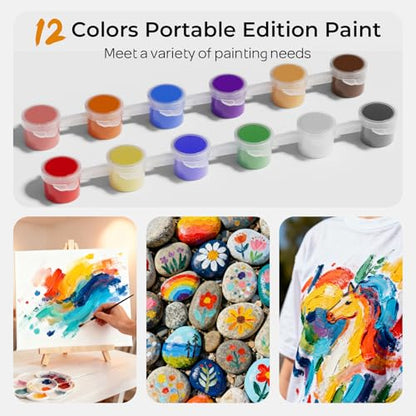 Nicpro 8 Pack 8×10 Inch Canvas for Painting,Sip and Paint Kit for Party | Art Canvas for Drawing with 16 Brushes, 8 Paint Trays, 8 × 12 Acrylic Paint, Painting Kits for Adults Party