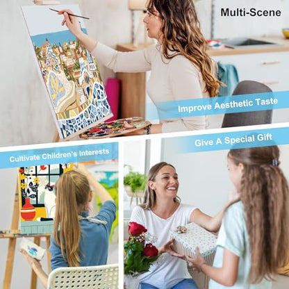 Offito 6 Pack Paint by Numbers Kit for Adults, Flowers Vase Cat, 10x14 Inch - color: BOP6PNP09