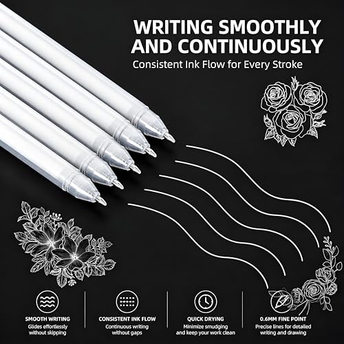 SMOOTHERPRO White Gel Pens, 3 Pack 0.8mm White Ink - style: 0.8mm