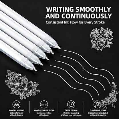 SMOOTHERPRO White Gel Pens, 3 Pack 0.8mm White Ink - style: 0.8mm
