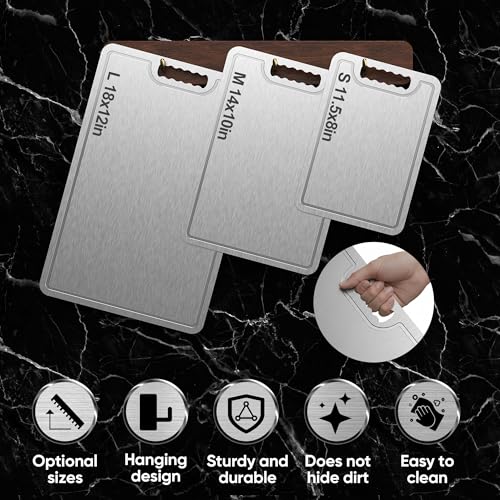 Titanium Cutting Board,100% Pure Titanium Cutting Boards for Kitchen, 2025 New Double Sided Food-Grade Chopping Board for Cutting Meat Vegetable Fruit-Small(11.5x8in) - size: S: 11.5"L x 8"W
