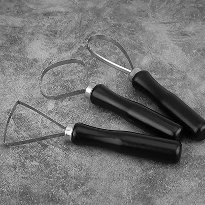 Clay Trimming Tool,Pottery Trimming Tools, 3 Pcs/Set Wood Pottery Clay Sculpture Big Loop Tool 3pcs Sculpting Tools Ceramic with Steel Flat Wire