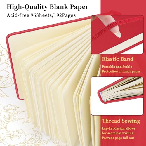 5x5 Pocket Sketch Book,80gsm Hardcover Art Sketchbook for Drawing Journal | PU Cover,Blank Paper,96Sheets/192Pages,Lay-Flat,Portable Travel Creation Paint Diary Memo Planner,Dry Media.Red - color: PU Cover-5x5in-Red