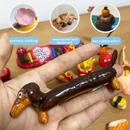 2 x 50ml Air Dry Clay Glaze, Protect Clay Surfaces, Gloss & Matte Glaze | Gloss & Matte Glaze, Air Dry Clay Varnish, Waterproof, Dustproof,Prevents Clay Scratches & Wear - size: gloss+matte