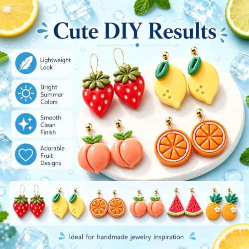 10Pcs Fruit Clay Cutters for Earrings, Summer Polymer Clay Molds | Fresh Fruit Shapes For Creating Summer Earrings, Charms, Pendants, And Handmade Clay Accessories - color: Fruit