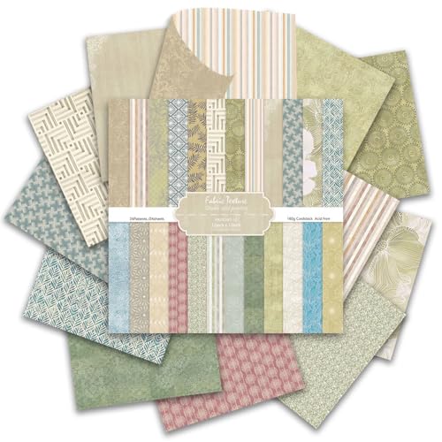 24 Sheets Scrapbook Paper 12×12 Double-Sided Pattern Paper (Fabric Texture) | 24 Designs Vintage Background Decorative Craft Paper, Scrapbooking Supplies for Card Making DIY Album Junk Journal Decor - color: Fabric Texture