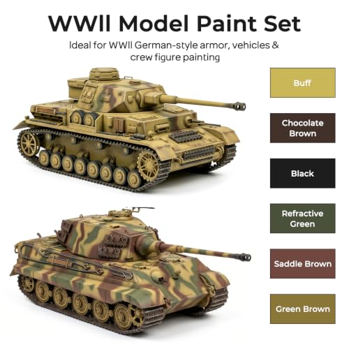 Nicpro 10 Colors WWII German Armor Model Paint Set, 20ml Ready to Use - style: WWII German Armor