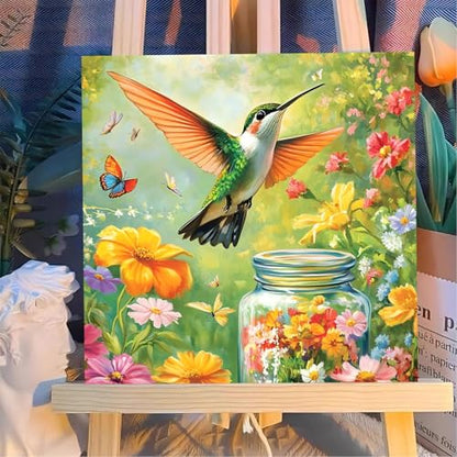 Reivworl Framed Hummingbird Paint by Numbers Kit for Adults Beginner 10×10 inch - color: 23-Hummingbird