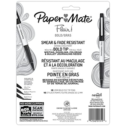 Paper Mate Flair Felt Tip Pens, Bold Tip (1.2 mm), 16 Count - Back to School, Teacher Supplies, Arts & Crafts - style: Bold Tip