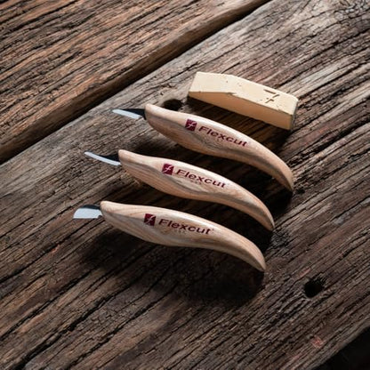 Flexcut Wood Carving Set | Detail Knife Set, with Mini-Pelican, Carving, and Detail Knife | 1095 High Carbon Steel Blades | KN400 | Made in the U.S.A - style: Detail Knife Set