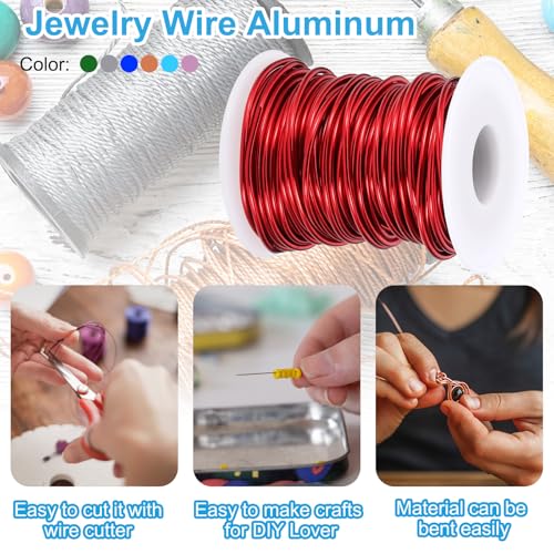 PATIKIL 12 Gauge 2 mm Aluminum Craft Wire, 49.2 ft Metal Wire 6 Roll Armature Bendable Wire for Jewelry Making Metal Wrap DIY, Rose Gold/Silver/Sapphire Blue/Light Pink/Green/Steel Blue - color: Rose Gold/Silver/Blue/Light Pink/Green/Steel Blue, size: 12