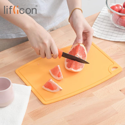 Liflicon Thick Silicone Cutting Boards for Kitchen Silicone Chopping Boards/Mats Set of 2 Extra Large14.6''x10.43'', Mini 9.1”x7.1” Non-slip Deep Drip Juice Groove, Dishwasher Safe-Yellow - color: Yellow, size: 9.1"L x 7.1"W & 14.6"L x 10.4"W