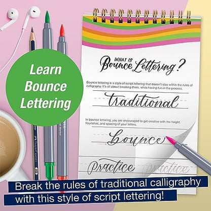 Faber-Castell Bounce Lettering - Hand Lettering for Beginners, DIY Crafts Project with 3 Brush Pens for Lettering