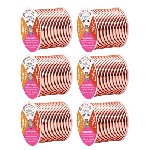 Mandala Crafts 12 Gauge Rose Gold Tone Combo Anodized Aluminum Craft Wire - color: Rose Gold Tone Combo, size: 12 Gauge 46X6 Feet
