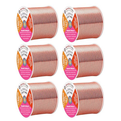 Mandala Crafts 12 Gauge Rose Gold Tone Combo Anodized Aluminum Craft Wire - color: Rose Gold Tone Combo, size: 12 Gauge 46X6 Feet