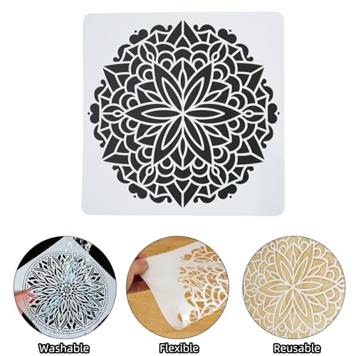 9Pcs Reusable Plastic 12 Inch Large Mandala Stencils for Painting - style: Mandala