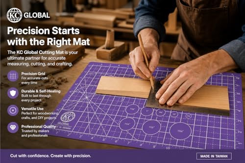 KC GLOBAL A4 (13"x9") Professional Grade Self-Healing Double-Sided PVC Cutting Mat (Purple) - Odor-Free, Eco-Friendly, Non-Slip, Premium Desk Mat for DIY, Crafting, Model Building and Art Projects - size: 13"L x 9"W