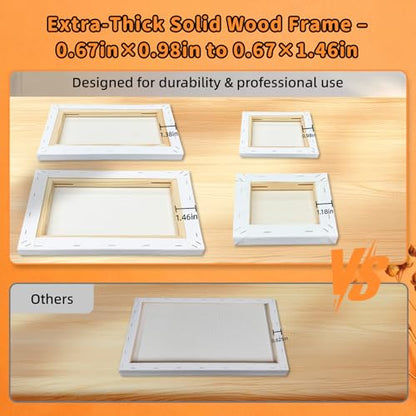 22-Pack Stretched Canvas 6 Sizes 6x6 to 16x20 Cotton for Oil & Acrylic | 10oz 100% cotton duck seed husk, triple acid-free gesso, reinforced pine frames for oil, acrylic & mixed media - size: 20x30, 30x40, 40x50, 20x20, 15x15, 24x30