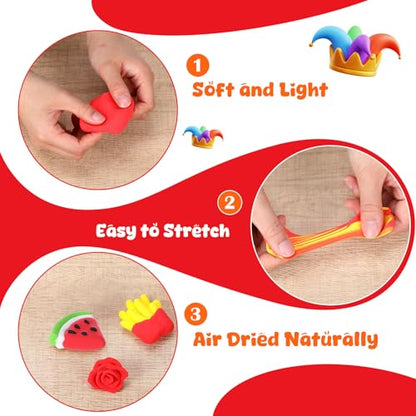 VioraWhite 72 Pcs 38oz Air Dry Clay Bulk Modeling Clay,Red | Ultra Lightweight Foam Modeling Clay for Kids Adults, DIY Gifts Party Arts Crafts, School Project Supplies - color: Red