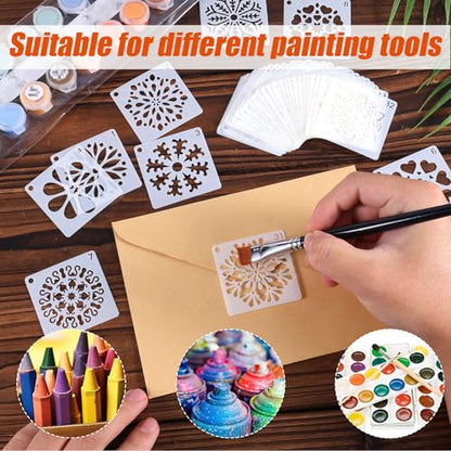 60pcs Mandala Stencils for Painting, Mandala Dotting Templates (Style 2) | 2x2 Inch Reusable PET Crafts Art Drawing Stencil for Rocks Wood Furniture Canvas Fabric Decoration DIY Projects - style: B
