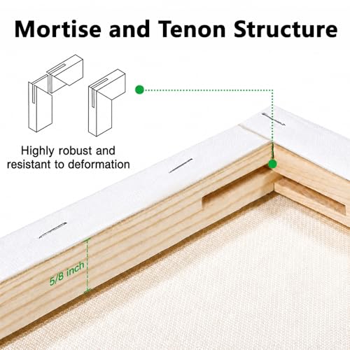 5 Pack 100% Cotton Stretched Canvas for Painting | Multi Sizes 4x6,6x8,8x10,9x12,11x14,Acid-Free Canvas for Oil & Acrylic,Kids,Beginners & Artists,art supplies for adults - size: 5CV