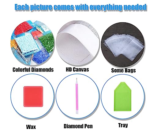 FOXKISS Baby Elephant Diamond Art Painting Kits for Adults, Full Drill Diamond Dots Paintings for Beginners, Round 5D Paint with Diamonds Pictures Gem Art Painting Kits DIY Crafts Kits 12x16inch - color: h