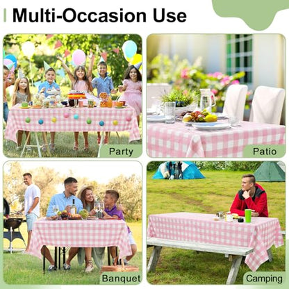 misaya 4 Packs 54 x 78 Inch Buffalo Disposable Table Cloth, Waterproof Plastic Tablecloth, Rectangle Pink and White Checkered Table Covers for Picnic, Birthday, Party, Back to School - color: Pink and White, size: 54" X 78"