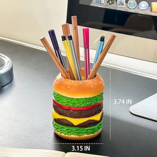 Hamburger Pencil Holder Cute Pen Holder for Desk, Stand Makeup Brush Holder, Decorative Organizer for Home Office School