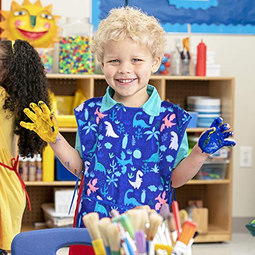 Kids Art Smock Girls Boys Artist Painting Apron with Pockets Sleeveless Smocks for Child 2-7 Years - color: 2pcs Dino