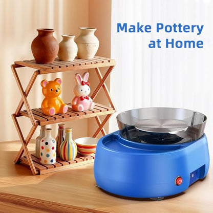 Pottery Wheel for Kids and Beginner - Upgraded Pottery Wheel with 6" Turntable with Two-Way Rotation, 2.2lb Clay, Art Supplies Sculpting Tools, Christmas Craft Gifts for Teens Kids Adults (Blue) - color: Blue 02