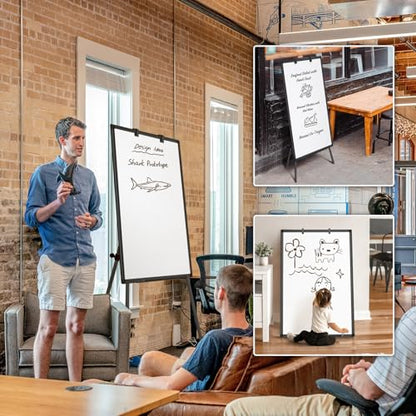 Maxtek Easel Whiteboard 36 x 24, Stand Tripod with Height Adjustable, Black | 3' x 2' Magnetic Dry Erase Surface, Flipchart Stand, Portable Tripod Easel for Office, Teaching, Home and Classroom - style: 36x24 Black