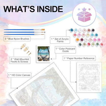Paint by Numbers Kit for Adults, Hammock Beach Number Painting Canvas Kit - color: LBOPNFP2