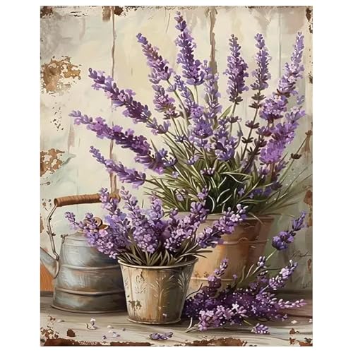 Paint by Numbers Kit for Adults Flower, Paint by Number for Adults 16x20 in | Paint by Numbers Kit for Adults, Acrylic Painting by Numbers, DIY Arts and Crafts for Gifts or Home Decor - color: Lavender