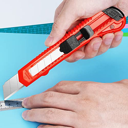 DIYSELF 90 Pack Box Cutter Retractable, 18mm Box Knife, Utility Knife Retractable with Snap Off Blade, Boxes Cutter Knives for Cardboard, Art, Craft - color: Red, size: 90 Pack