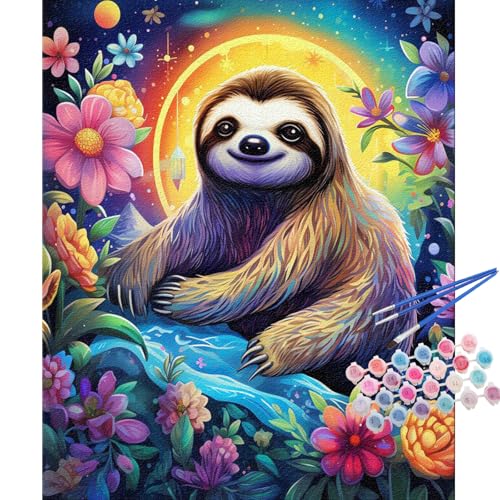 TOCARE Sloth Paint by Numbers Kit for Adults, Sloth Paint by Number Canvas Kit for Kid, Acrylic Adults' Paint-by-Number Kits for Animals Lovers 16x20inch (Without Framed) - color: TC-OPC-348