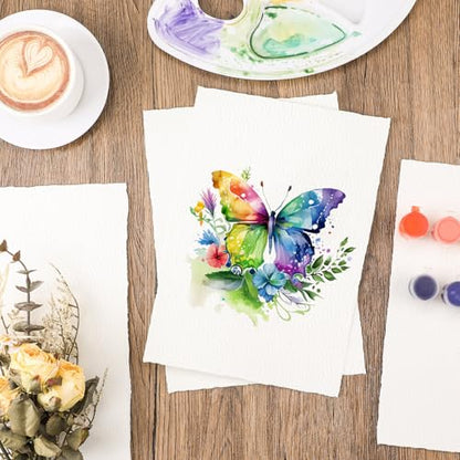 50 Sheets Watercolor Paper 9 x 12 in, 300 GSM, Deckle Edge, Ivory - size: 9 x 12inch