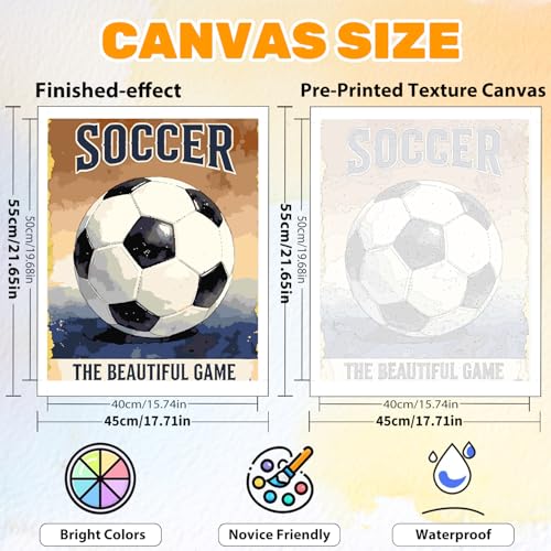 CRZMODE Soccer Paint by Numbers Kit for Adults, Soccer Paint by Numbers for Adults, Acrylic Painting Crafts for Home Decor Gift 16x20inch - color: Soccer(16X20")