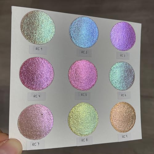 IUILE Handmade Watercolor Paints - RC Dot Card (9 colors). Color Shift, Metallic, Shiny, Shimmer - color: RC Dot