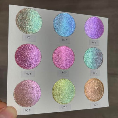 IUILE Handmade Watercolor Paints - RC Dot Card (9 colors). Color Shift, Metallic, Shiny, Shimmer - color: RC Dot