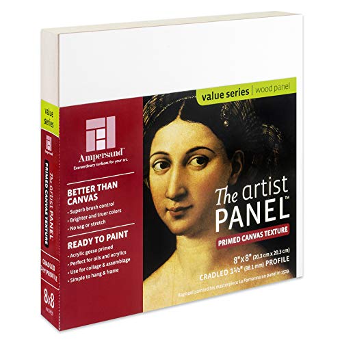 Ampersand Artist Panel Canvas Texture Surface for Painting, 1.5 Inch Cradle, 8X8 Inch (APC15088) - size: 8X8, style: 1-1/2" Cradled