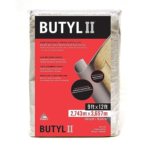 Trimaco Butyl II Two Layer Poly-Back Canvas Drop Cloth, 9-feet x 12-feet Beige - size: 9 feet x 12 feet