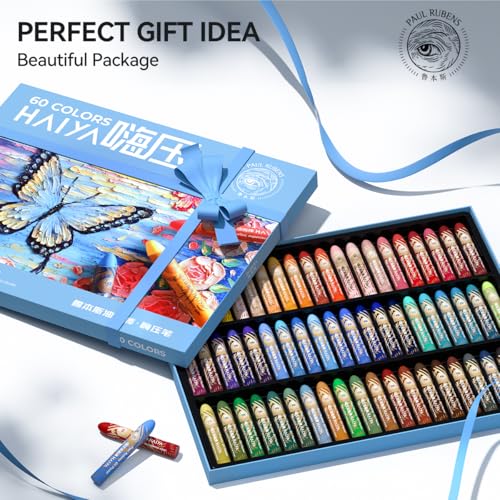 Paul Rubens Oil Pastels, 60 Vibrant Colors Soft Oil Pastels | Creamy & Easy to Blend Oil Pastels for Artists & Beginners. Ideal for Drawing, Sketching and Painting - style: 60 Basic Colors