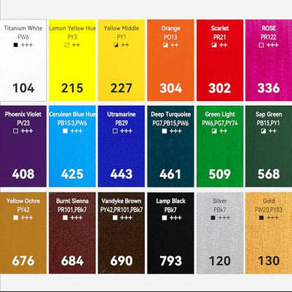 PHOENIX Heavy Body Acrylic Paint, 2 Oz. x 18 Tubes - color: 18 x 2 Fl Oz