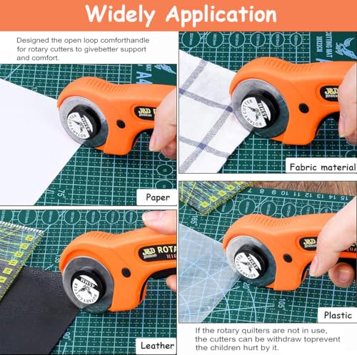 Rotary Cutter Set 96pcs,Quilting Kit Include 45mm Fabric Cutter with 5 Extra Blades,Patchwork Ruler, Needles, Clips & Pins for Sewing, Scrapbooking, Leather Dressmaking