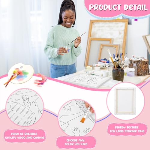 Sherr 10 Pcs Pre Drawn Canvas for Painting,Religious,8 X 10 Inch | Preprinted Stretched Cotton Canvas for Adults, Pre Drawn Painting Outlines for Couple Date Night, Sip and Paint Party Favor - style: Religious