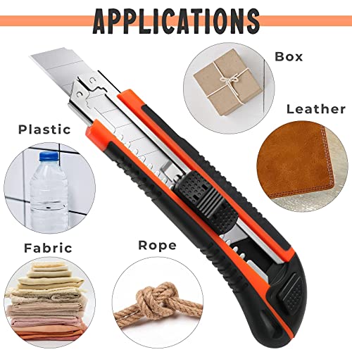 3Pack Box Cutter Retractable, Snap Off Utility Knife, Razor Knife - color: Multicolor